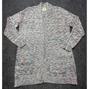 Colortree Cardigan Sweater Womens Small Multicolor Open Front V Neck Longline